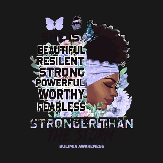 Bulimia Awareness Black Girl Stronger than the storm Support Gift by Benjie Barrett