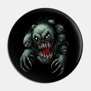 Creepy scary terrible black monster sharp teeth Pin