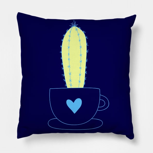 Green Cactus Plant In a Heart Pillow by Spirit Animals 21