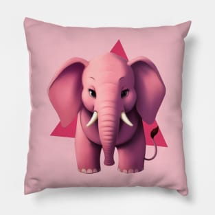 Adorable Pink Baby Elephant with Hot Pink Triangle Pillow