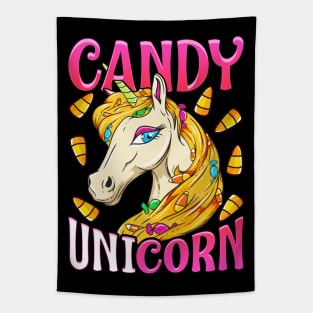 Unicorn Candy Corn Halloween Tapestry