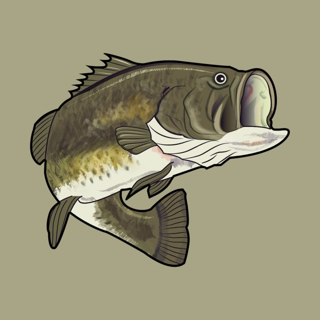 Largemouth Bass Drawing by PenguinCornerStore