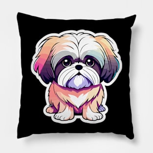 Shih Tzu Dog Illustration Pillow