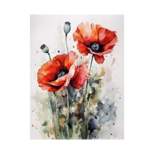 Watercolor flowers poppies T-Shirt