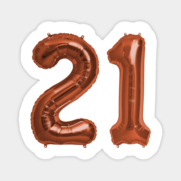 Copper 21st Birthday Metallic Helium Balloons Numbers Magnet by podartist