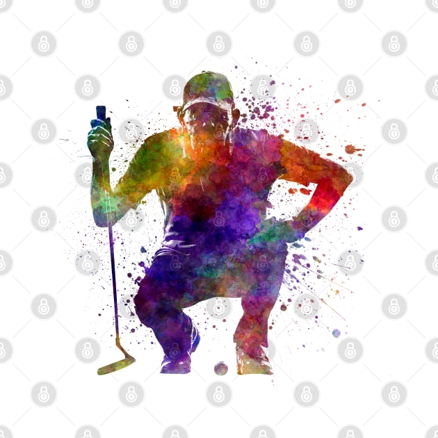 man golfer crouching  silhouette by PaulrommerArt