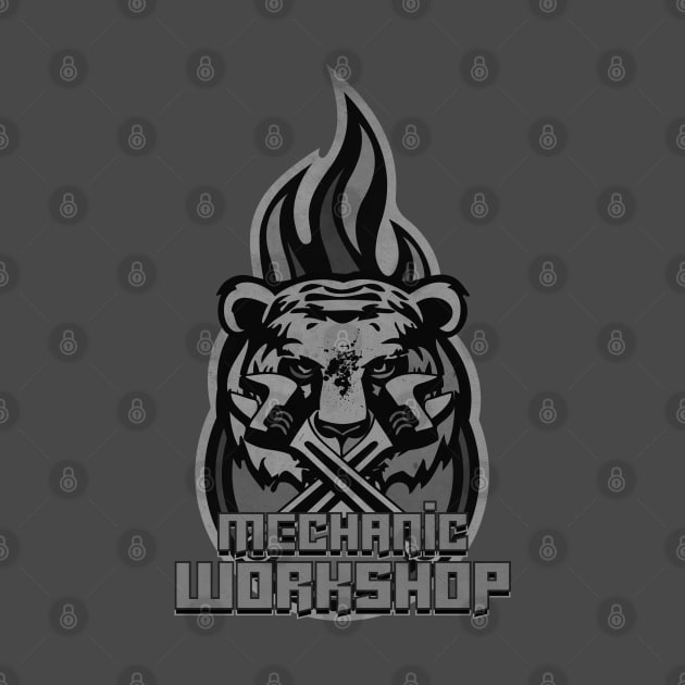 Gray Mechanic Workshop Tiger by CTShirts