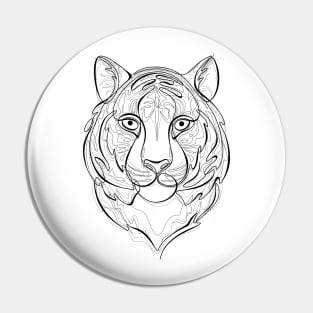 Continuous Line Tiger Portrait. 2022 New Year Symbol by Chinese Horoscope Pin