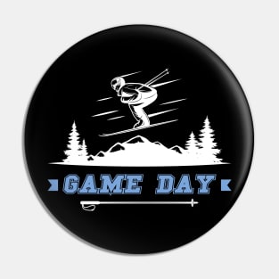 Ski Skiing Game Day Pin