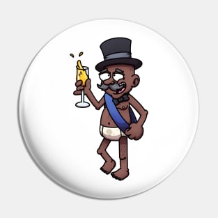 Drunk New Year’s Man Celebrating New Year’s Eve Pin