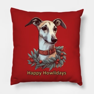 Happy Howlidays Greyhound Pillow