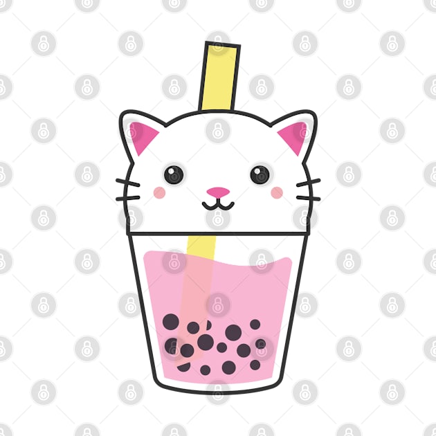 Cute Kawaii Bubble Tea Boba Milk Cat Lover Gift Idea by amitsurti