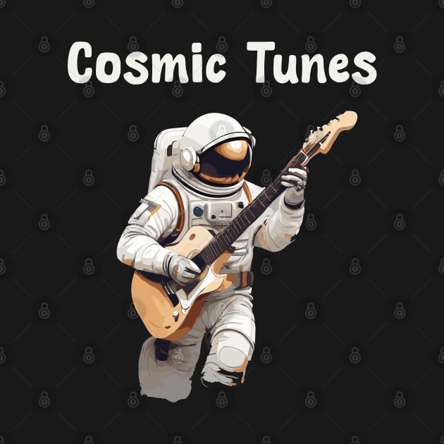 Astronaut playing guitar in space by Patterns-Hub