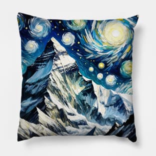 Mount Everest Starry Night - Beautiful Iconic Places Pillow