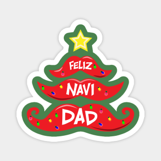 Feliz Navi Dad Christmas Mustache Tree Pun Design Magnet