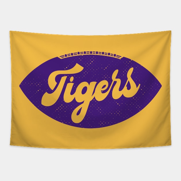 Retro Tigers Football // Purple and Gold Tapestry by SLAG_Creative