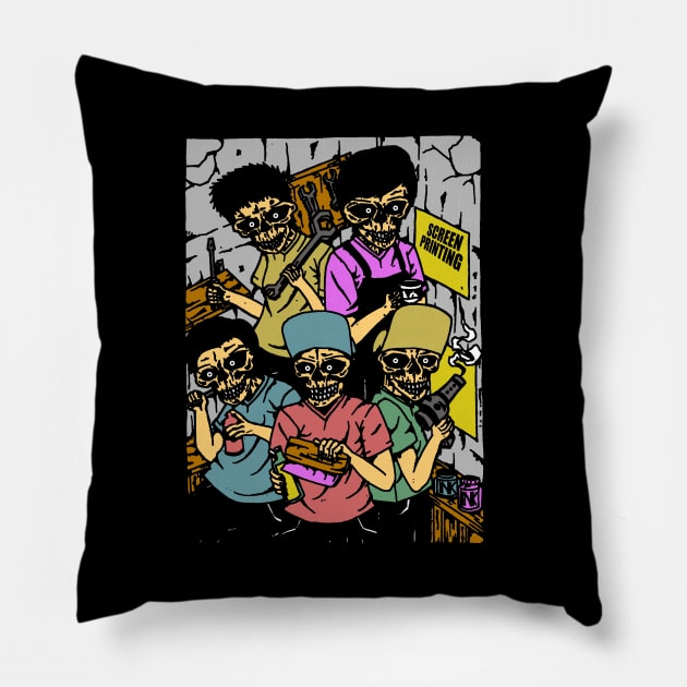 screen printer attack Pillow by antonimus