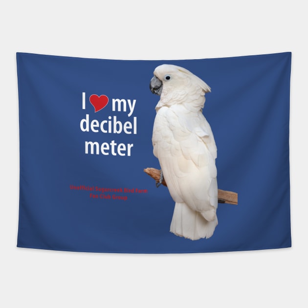 cockatoo decibel meter Tapestry by Just Winging It Designs