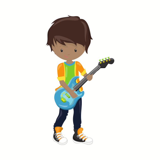 African American Boy, Rock Boy, Guitar Player by Jelena Dunčević