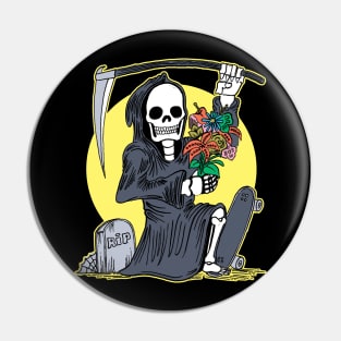 Death Holding a Flower Bouquet by Tobe Fonseca Pin