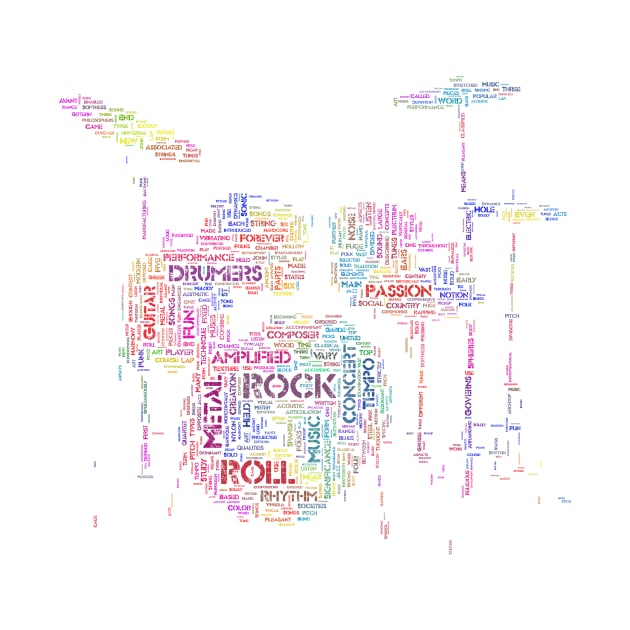 Battery Drum Silhouette Shape Text Word Cloud by Cubebox