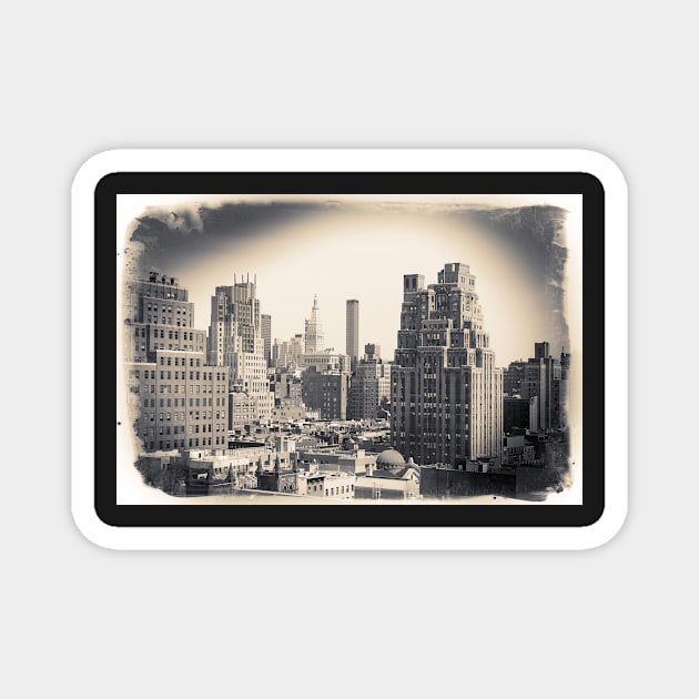 Postcard in black and white, Midtown Manhattan skyline Magnet by Reinvention