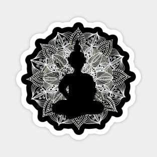 White Mandala Circle Buddha Magnet