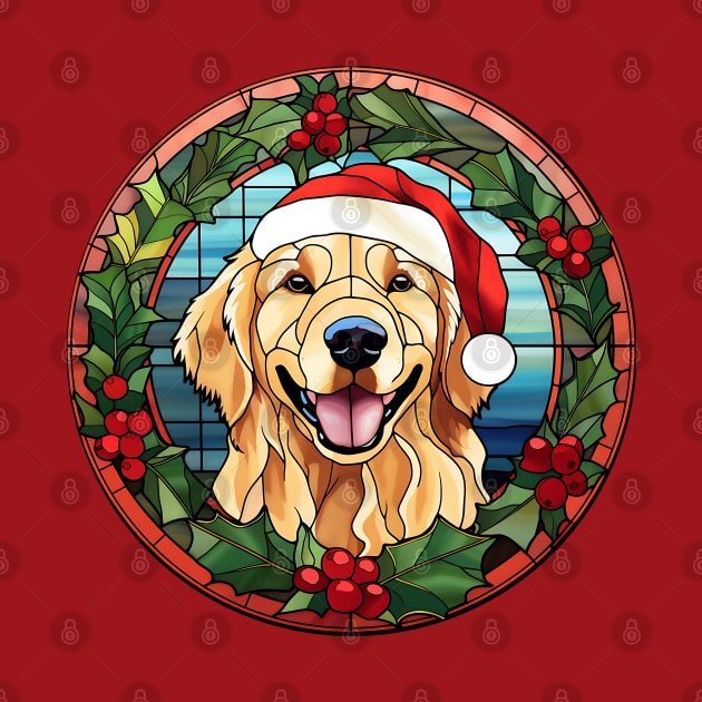Christmas Dog Stained Glass Golden Retriever by Astramaze