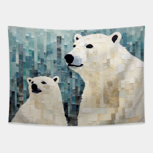 Polar Bear Animal Art Decor Paint Mosaic Tapestry by Cubebox