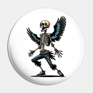 Winged Skull doing celebration Pin