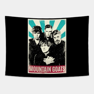 Vintage Retro Mountain Goats Tapestry