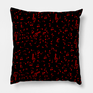 Red Music Notes Pattern Pillow