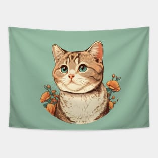 Purrfect Cat Flower - Love Pastel Fat Cat Tapestry