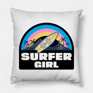 SURF Life Surfer Girl Surfboard Pillow