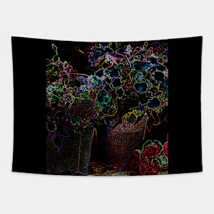 Black Panther Art - Glowing Flowers in the Dark 13 Tapestry