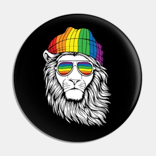 LGBT Lion Gay Pride LGBTQ Rainbow Flag Sunglasses Pin