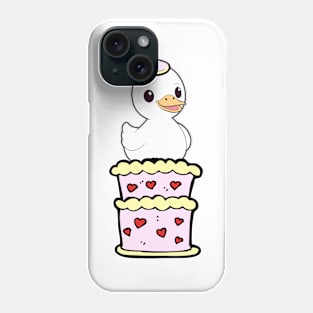 Funny duck jumping out of a cake Phone Case