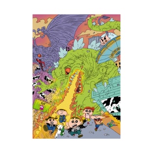 Kasukabe invasion shincan x rugrats T-Shirt