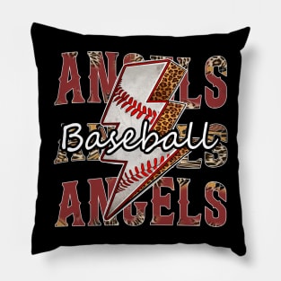 Graphic Baseball Angels Proud Name Team Vintage Pillow