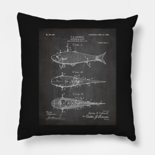 Fishing Lure Patent - Fisherman Outdoorsman Art - Black Chalkboard Pillow