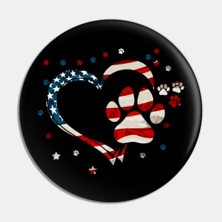 American Flag  Dog & Cat Paw Print - 4th Of July Pin