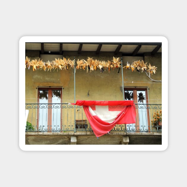 Balcony With Corn Cobs And Swiss Flag Magnet by AlexaZari