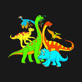 Popular Dinos - Colorful Dinosaur Design for Kids Men Women T-Shirt