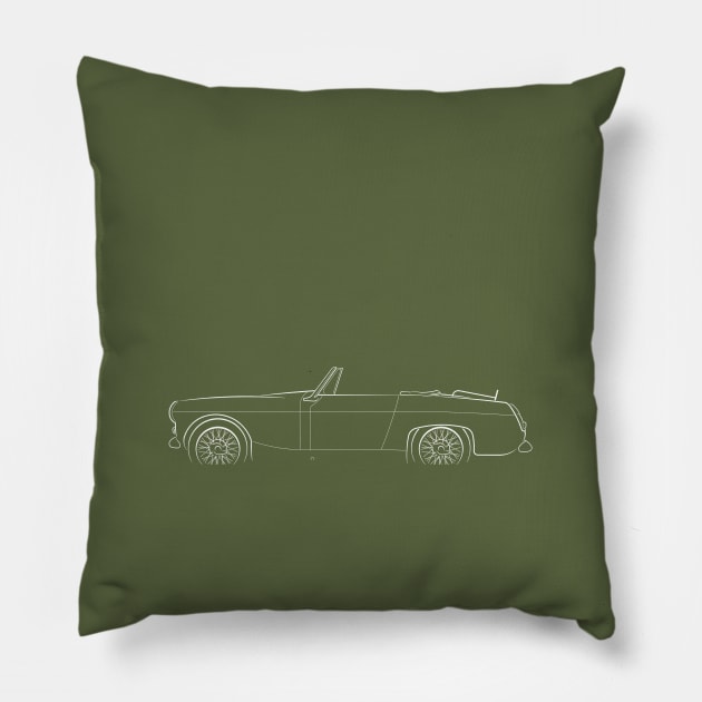 1969 MG Midget MKiii - profile stencil, white Pillow by mal_photography