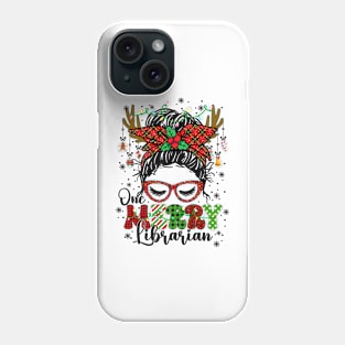 Merry Librarian Christmas Messy Bun School Librarian Phone Case