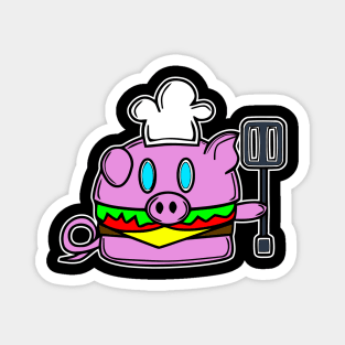 Chef Pig Pork Barbeque Summer Cheeseburger Magnet