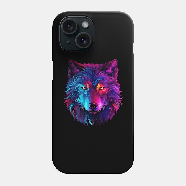 Neon wolf head Phone Case by CheekyClothingGifts