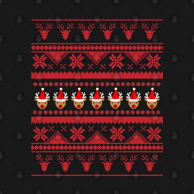 Reindeer Christmas Ugly Sweater by amitsurti