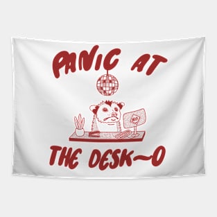 Panic at the Desk-o Opossum Shirt, Weird Opossum Meme Tapestry