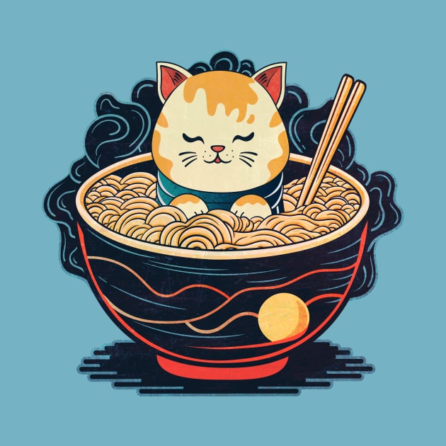 Cat and ramen by ananastya